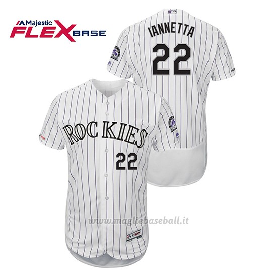 Maglia Baseball Uomo Colorado Rockies Chris Iannetta 150th Aniversario Patch Flex Base Bianco